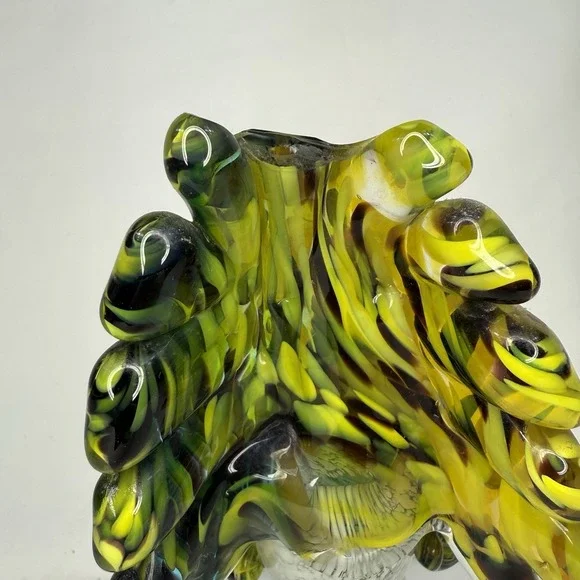 Vintage Murano Style Glass Rooster Bird Decor Colorful Clear Green Yellow - Picture 11 of 13